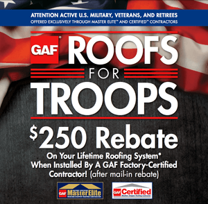 gaf roofs for troops rebate